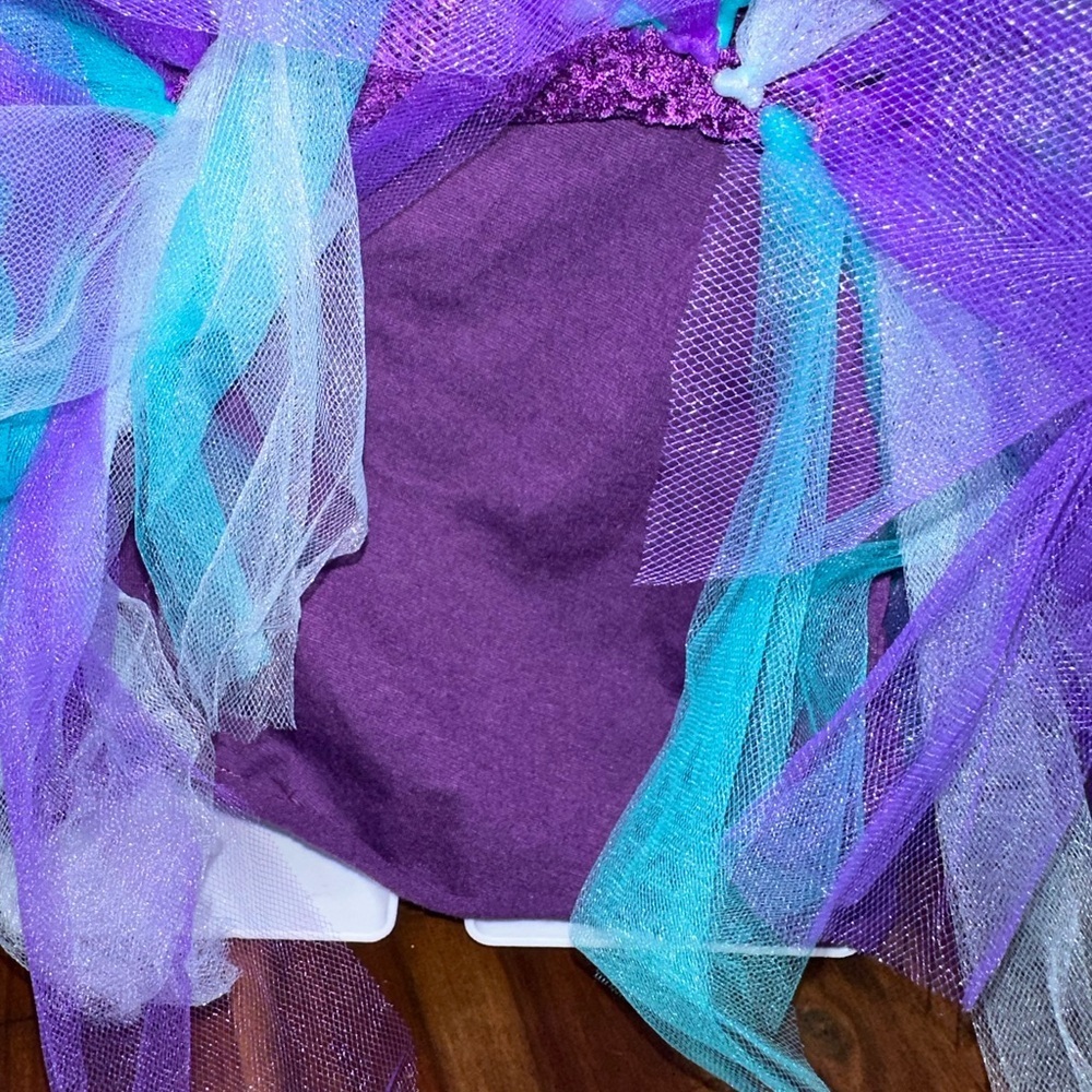 Vibrant Purple and Teal Kids Dance Costume - Picture 4 of 4